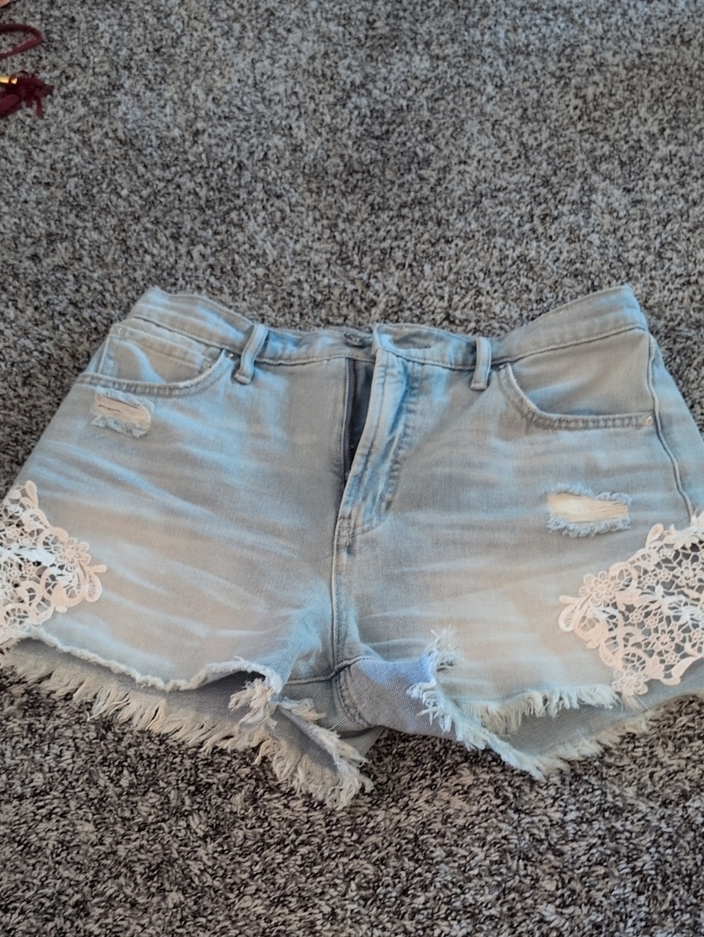 Jessica Simpson Light Blue Denim Shorts with White Lace Trim